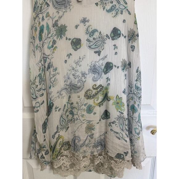Via Signoria Silk Lace Floral Sleeveless Top Size Small Italy Fairycore Boho Y2K - Picture 4 of 6